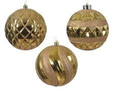 PALLINA DI NATALE ORO DECORATA 3 ASSORTITE 12 CM