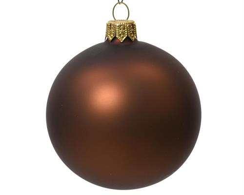 PALLINE DI NATALE MARRONE OPACO 8 CM CONFEZIONE 6 PZ