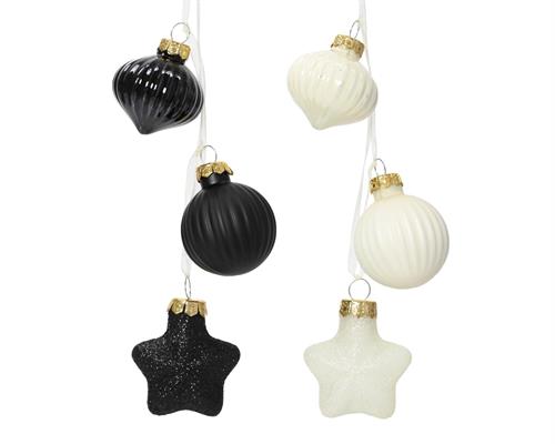 PENDENTI VETRO LUCIDO OPACO BIANCO NERO 3 PZ 11,5X4X3,5 CM