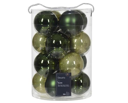 PALLINE DI NATALE VERDE CHIARO SCURO 8 CM CONFEZIONE 16 PZ