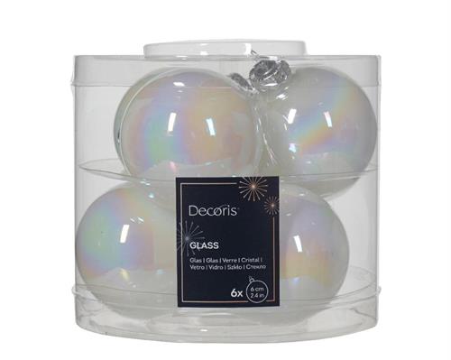 PALLINE DI NATALE BIANCO IRIDESCENTE 6 CM CONFEZIONE 6 PZ