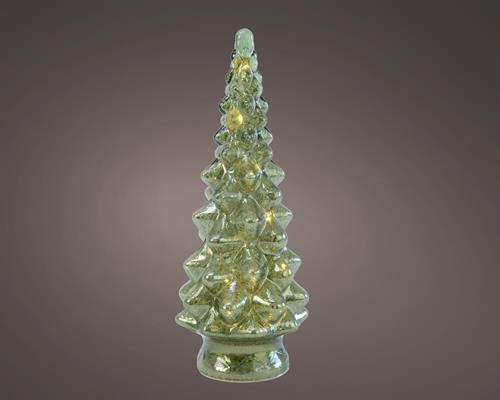 MINI ALBERO IN VETRO CON LED BIANCO CALDO H.33X13,3 CM