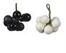 PALLINE DI NATALE A GRAPPOLO NERO/BIANCO LANA 2 CM 10 PZ