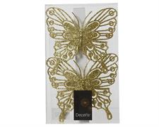 FARFALLA IN PLASTICA ORO GLITTER 11X13 CM 2 PZ