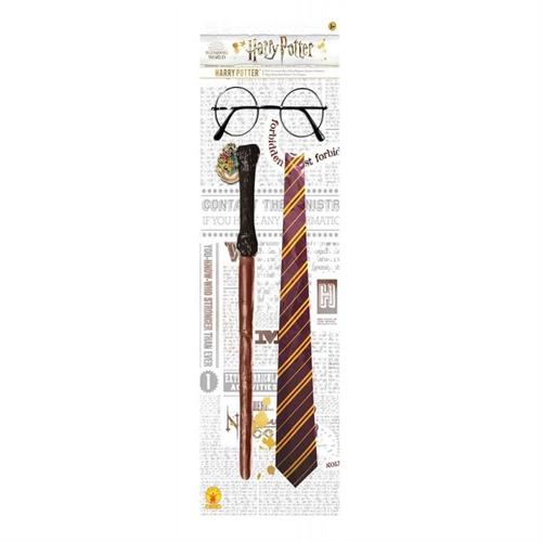 KIT ACCESSORI HARRY POTTER OCCHIALI BACCHETTA CRAVATTA