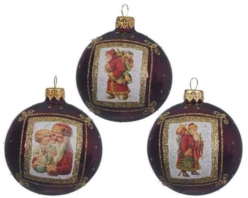 PALLINA DI NATALE BORDEAUX DECORATA 8 CM