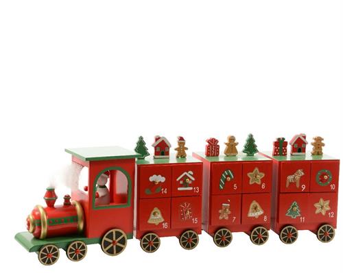 TRENINO CALENDARIO DELL'AVVENTO 48X9,5X15CM ROSSO