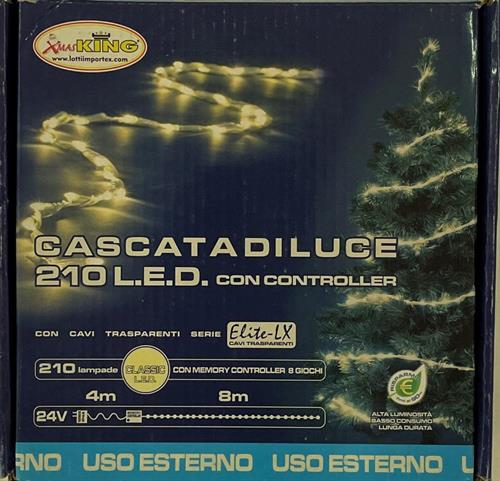 LUCI DI NATALE A CASCATA 210 LED BIANCO CALDO