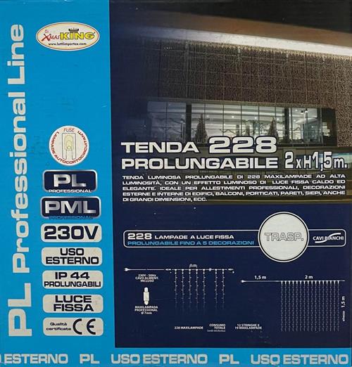 TENDA 228 MAXILUCI LUCE CALDA/F CAVI/B 2XH1,5M USO/EST.IP44 PL