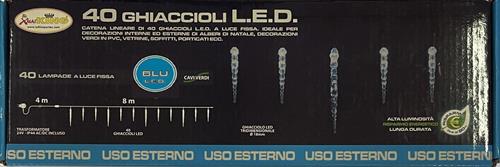 TENDA 40 GHIACCIOLINI LED TRIDIMEN. 18MM LUCE FISSA BLU 8MT